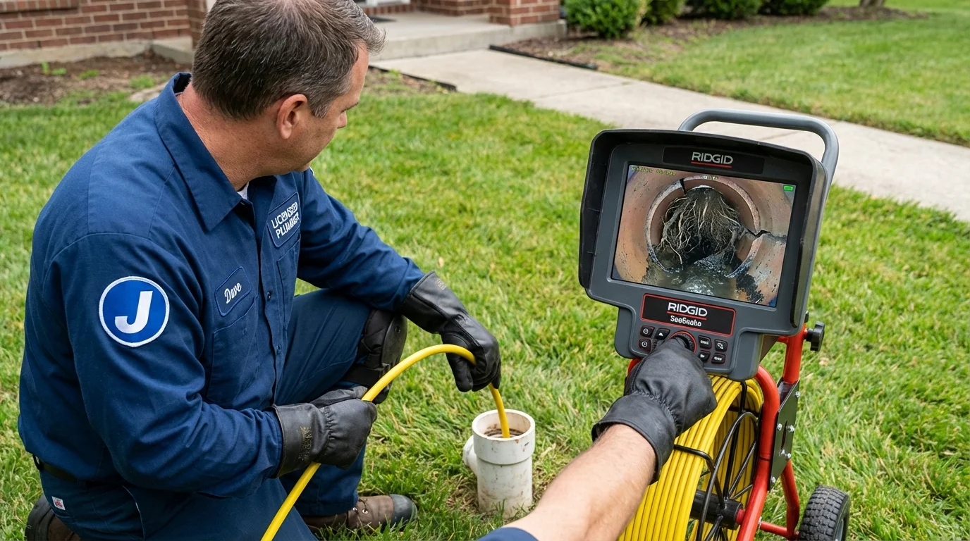 Sewer camera inspection being performed by Johns Plumbing LLC in Pooler